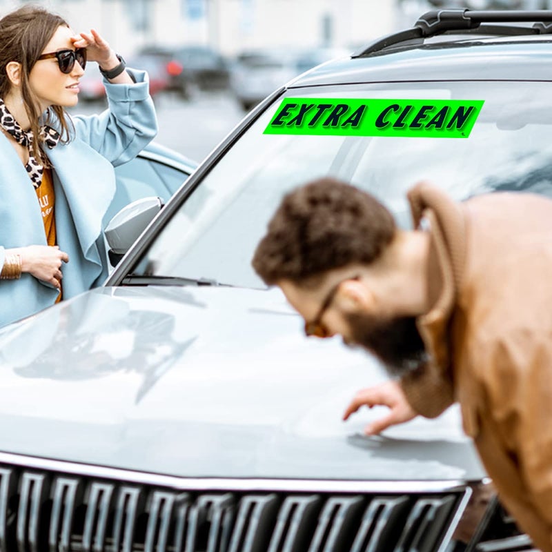 Versa-Tags Chartreuse Green Vinyl Slogan Stickers - 12-Pack for Car Dealer Windshield Advertising, Perfect for Used/New Car Truck RV Lots Slogan-Extra-Clean-Stickers - Image 5